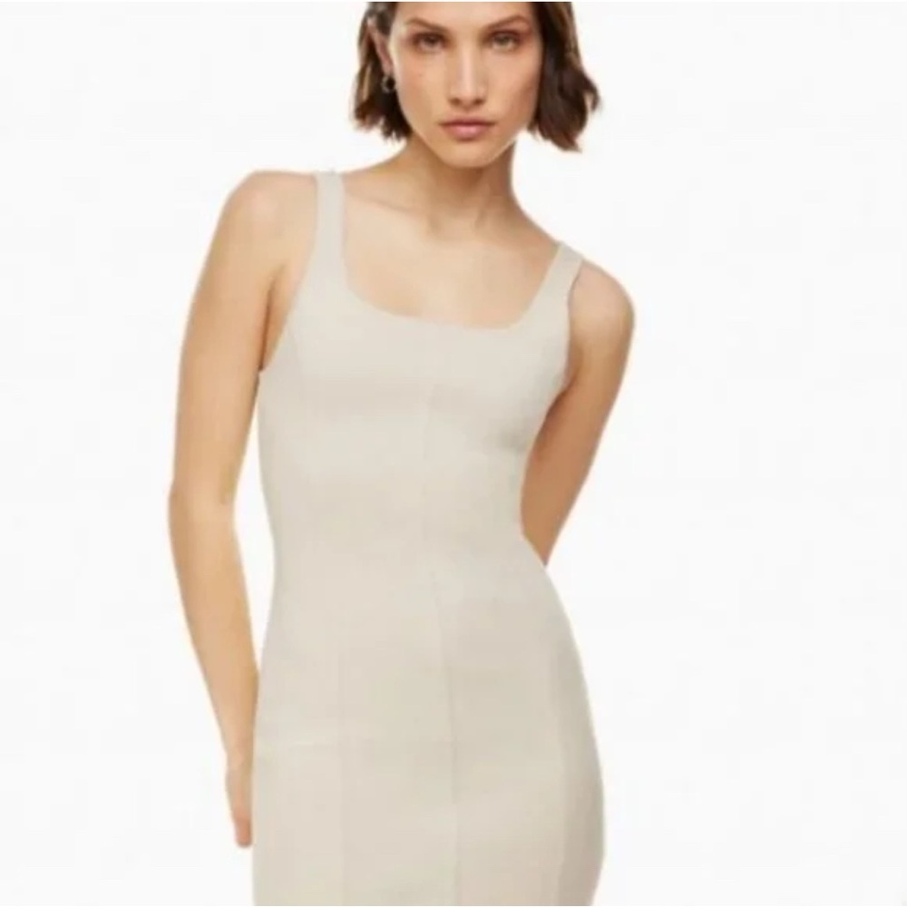 Revamped Cream Faux Leather Dress